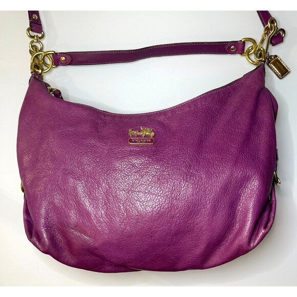 Y2K COACH 14304 Madison Hailey Purple Pebbled Leather Hobo Shoulder Bag Purse - Picture 10 of 16